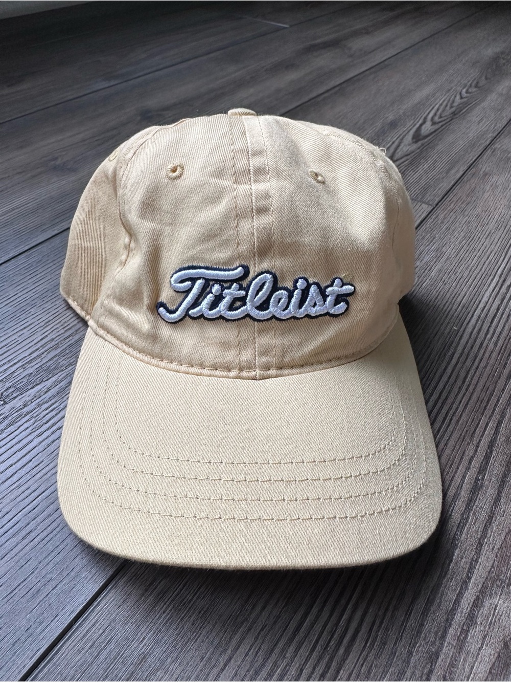 Titleist Khaki Script Logo Golf Hat Adjustable 100% Cotton Made USA NWT